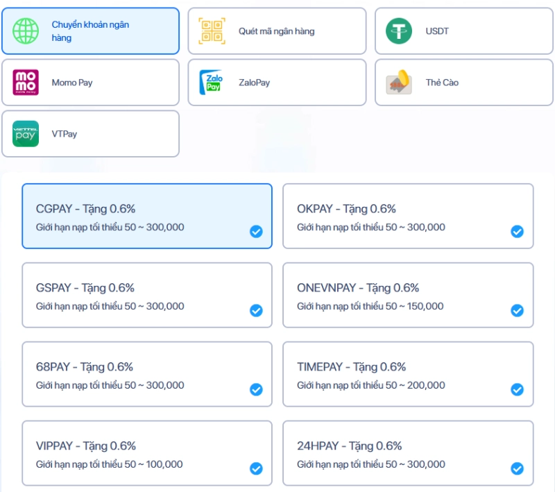 Hướng dẫn nạp tiền F8bet